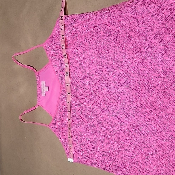 Lilly Pulitzer Size S Barbie Pink w/ Gold Metallic Threading Lace Mini Dress - Picture 6 of 13